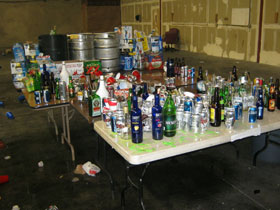 alcohol on counter