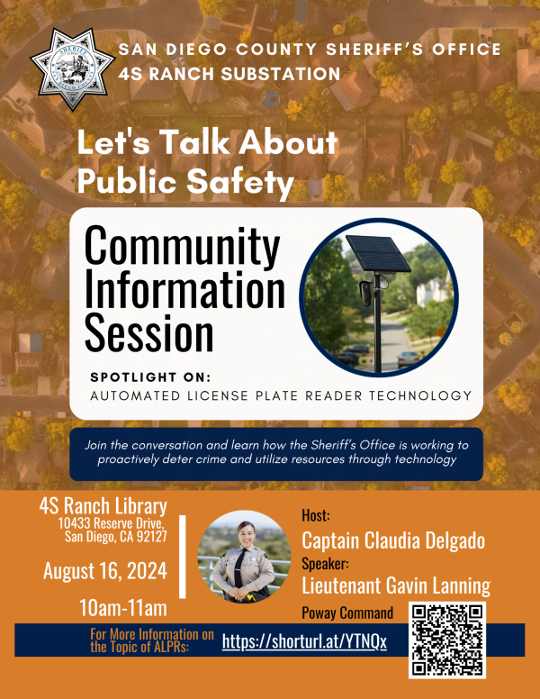 Flyer informing the public of a community forum about ALPR.