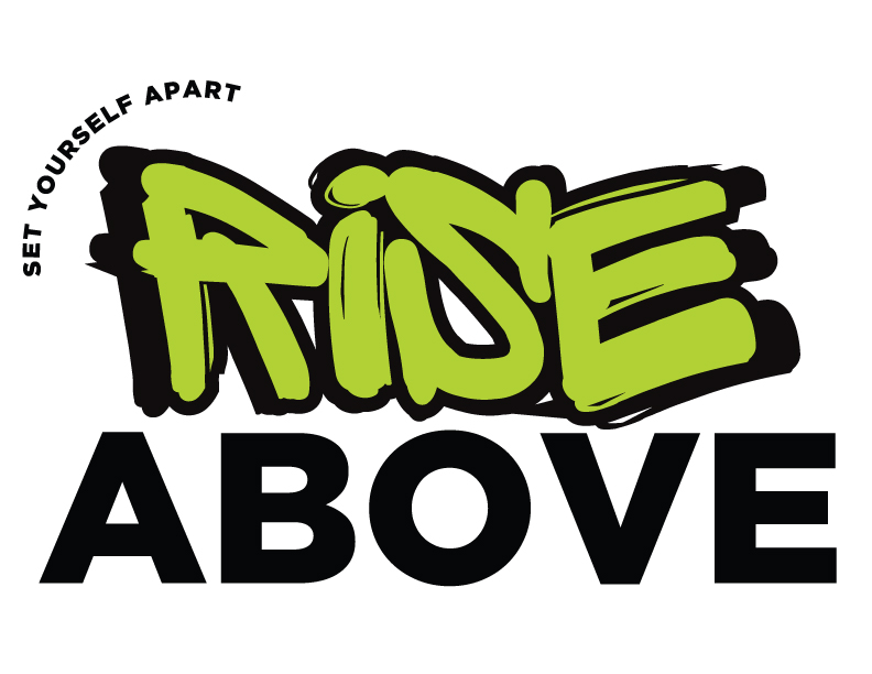 Rise Above Logo with lime green and black letters.