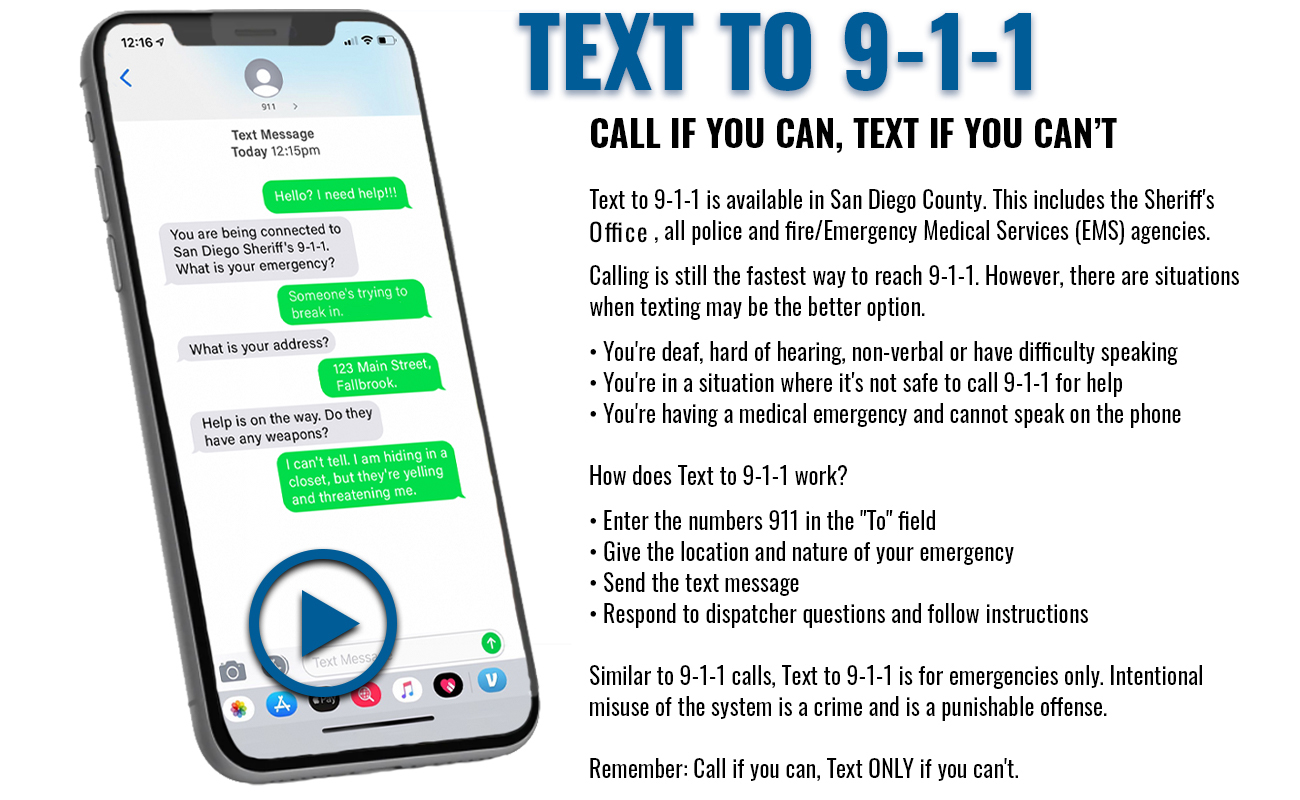 Image with phone that says text to 911 call if you can, text if you cant.