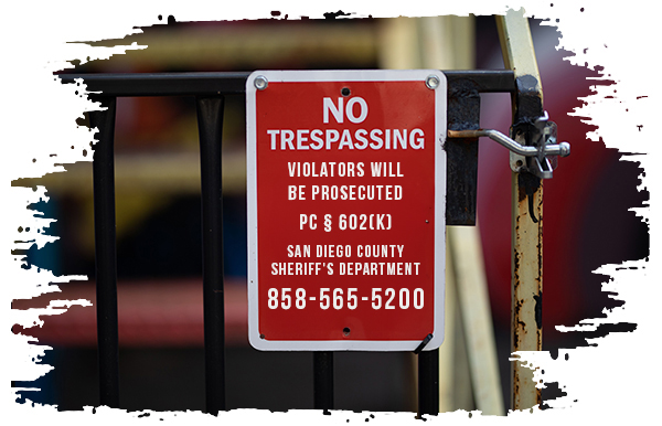 No-trespassing sign with camera on a gate